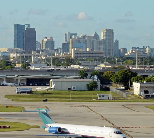 "Airport and skyline view of Fort Lauderdale, Florida"